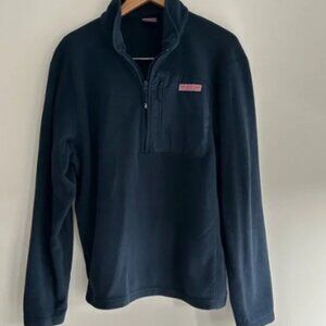 Vineyard Vines Quarter-Zip Fleece with zip pocket in navy, size: M